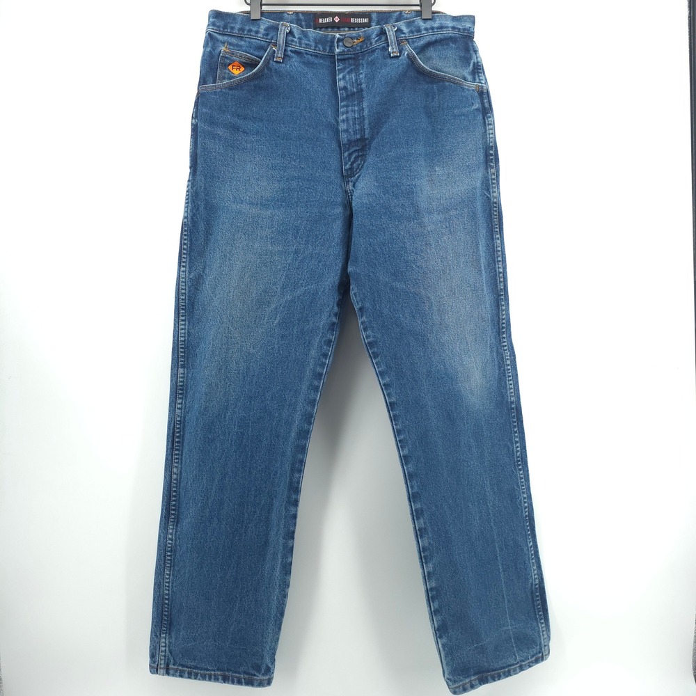 Wrangler FR31MWZ Men Relaxed Flame Resistant Jeans 36x32 Blue Workwear